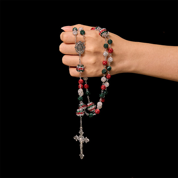 Christianartworkshop Crystal-Covered Tricolor Beads & Miraculous Medal Glam Sparkling Rosary - image 3
