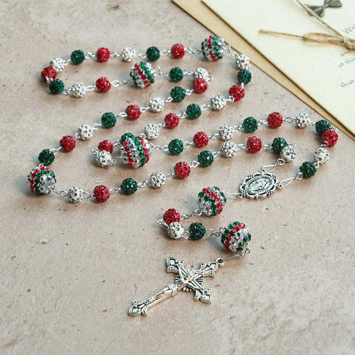 Christianartworkshop Crystal-Covered Tricolor Beads & Miraculous Medal Glam Sparkling Rosary - image 4