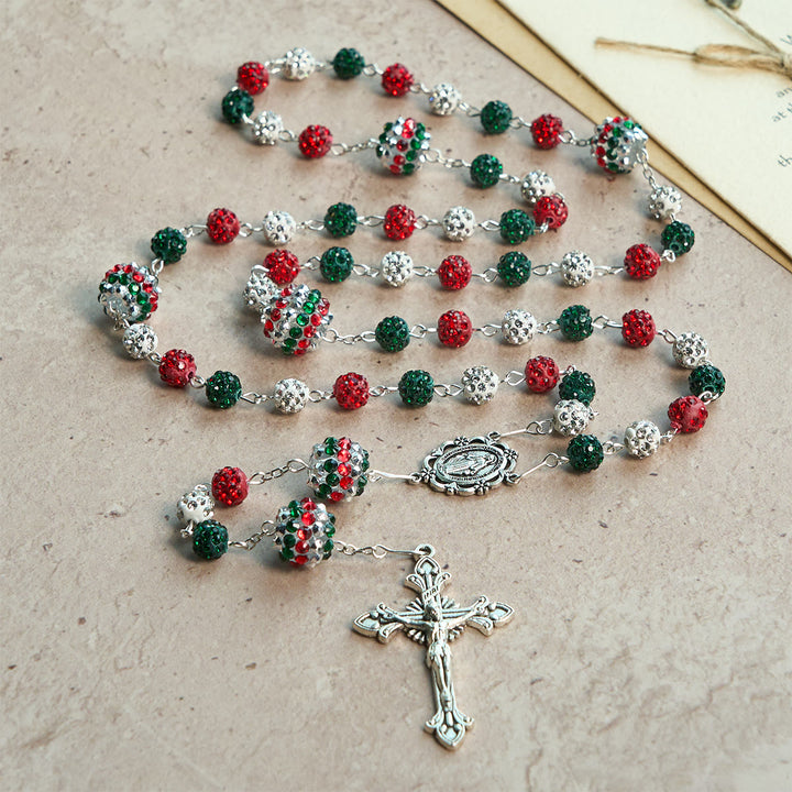 Christianartworkshop Crystal-Covered Tricolor Beads & Miraculous Medal Glam Sparkling Rosary - image 5