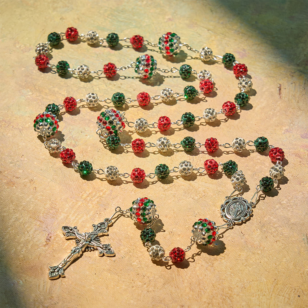 Christianartworkshop Crystal-Covered Tricolor Beads & Miraculous Medal Glam Sparkling Rosary - image 2