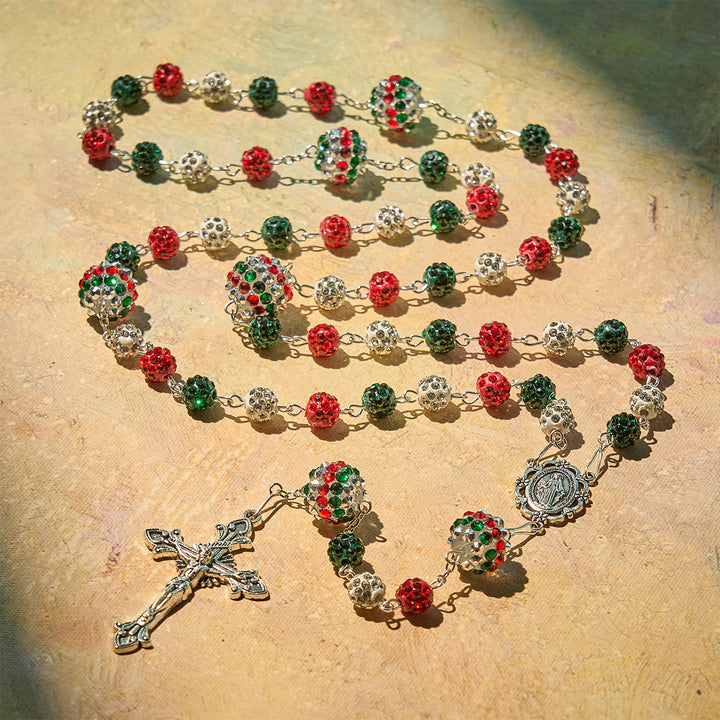 Christianartworkshop Crystal-Covered Tricolor Beads & Miraculous Medal Glam Sparkling Rosary - image 2