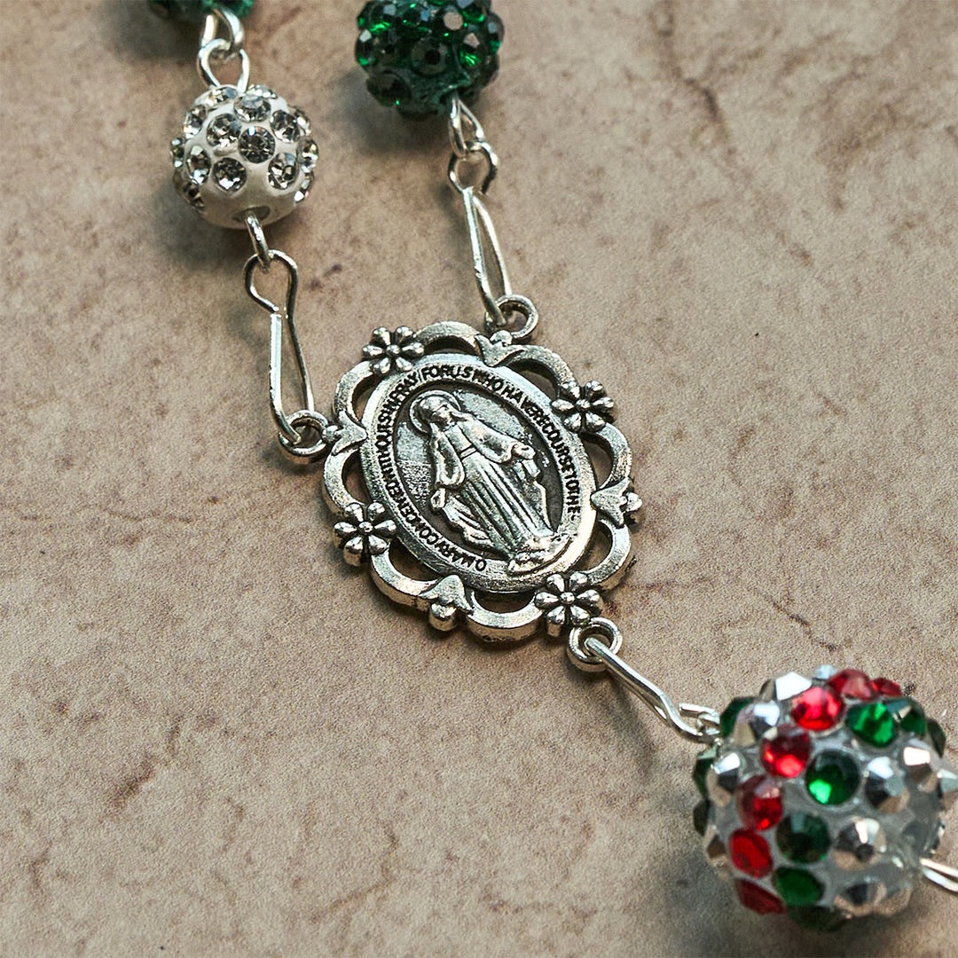 Christianartworkshop Crystal-Covered Tricolor Beads & Miraculous Medal Glam Sparkling Rosary - image 8