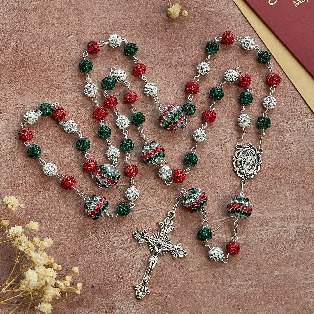 Christianartworkshop Crystal-Covered Tricolor Beads & Miraculous Medal Glam Sparkling Rosary - image 10