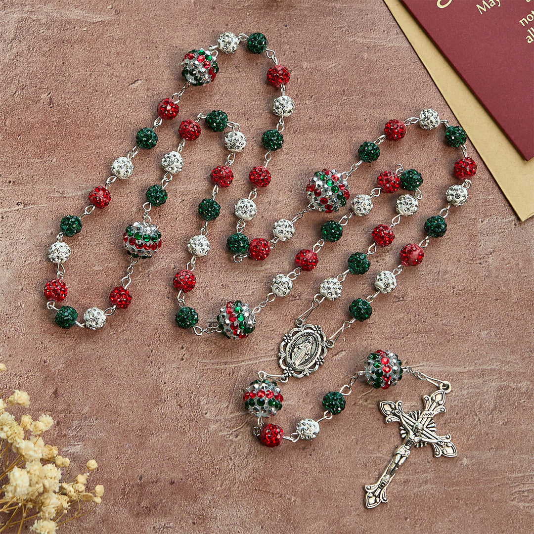Christianartworkshop Crystal-Covered Tricolor Beads & Miraculous Medal Glam Sparkling Rosary - image 11