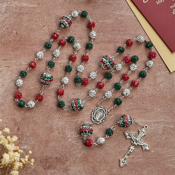 Christianartworkshop Crystal-Covered Tricolor Beads & Miraculous Medal Glam Sparkling Rosary - image 11