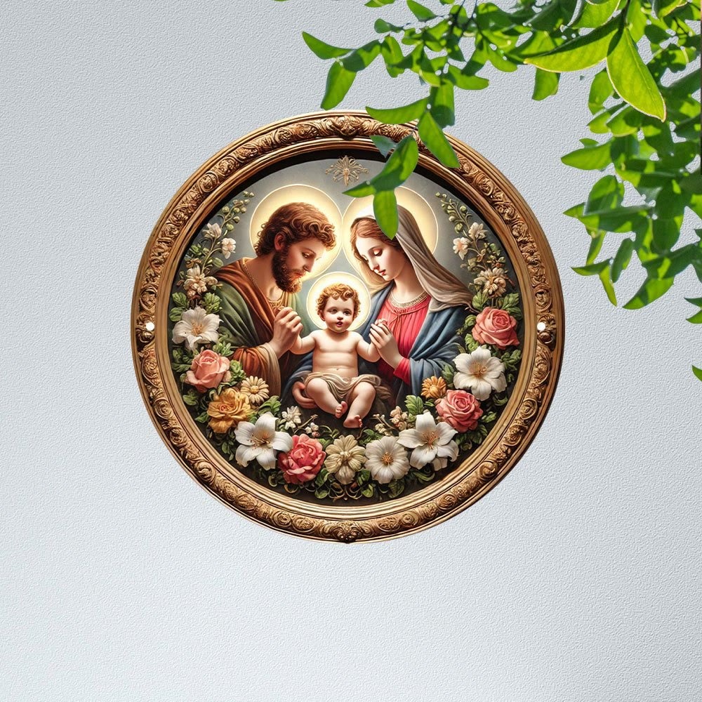 Christianartworkshop Ornate Golden - Framed Holy Family Floral Art Hanging Ornaments - image 3