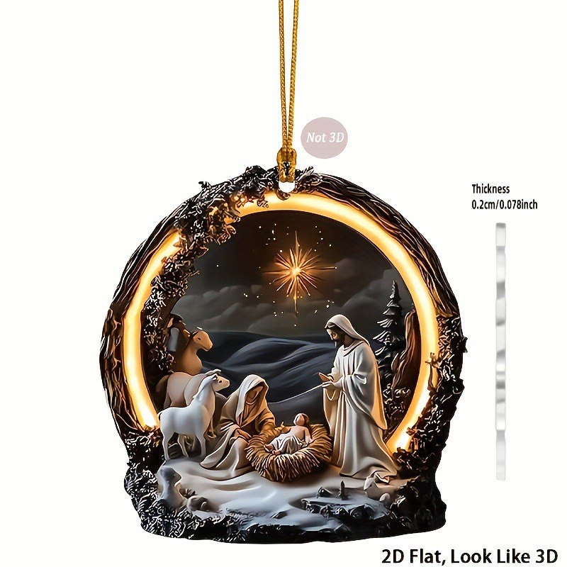 Christianartworkshop Warm - Lit Nativity Scene Art Hanging Ornaments - image 5