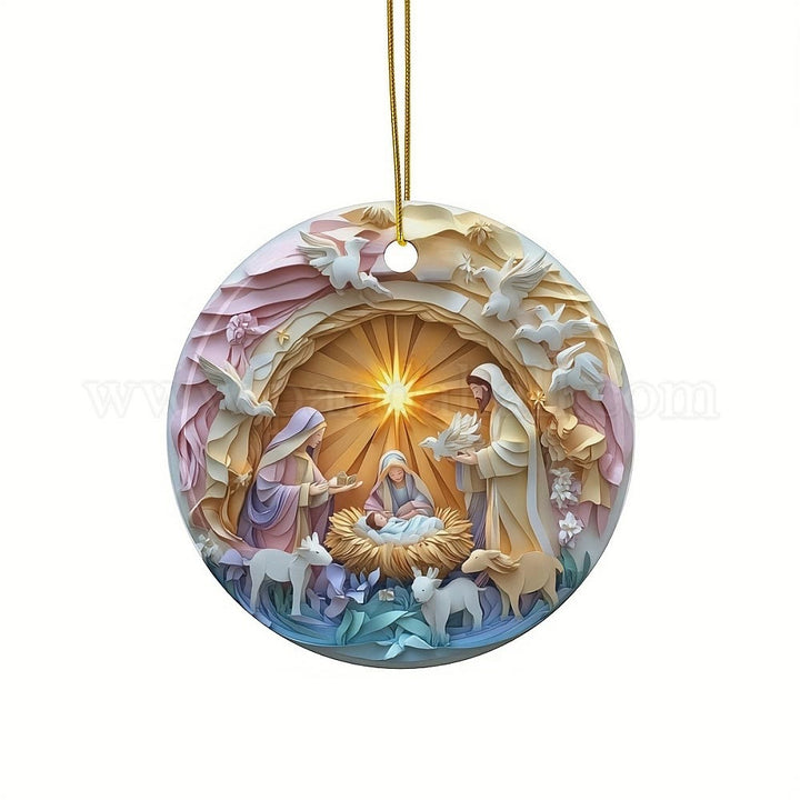 Christianartworkshop Pastel Art Nativity Scene Christmas Tree Hanging Ornaments - image 3