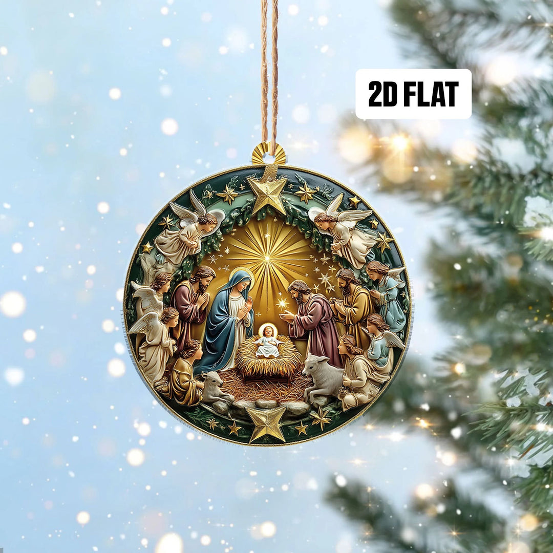 Christianartworkshop Golden Star Accented Nativity Christmas Hanging Ornaments - image 5