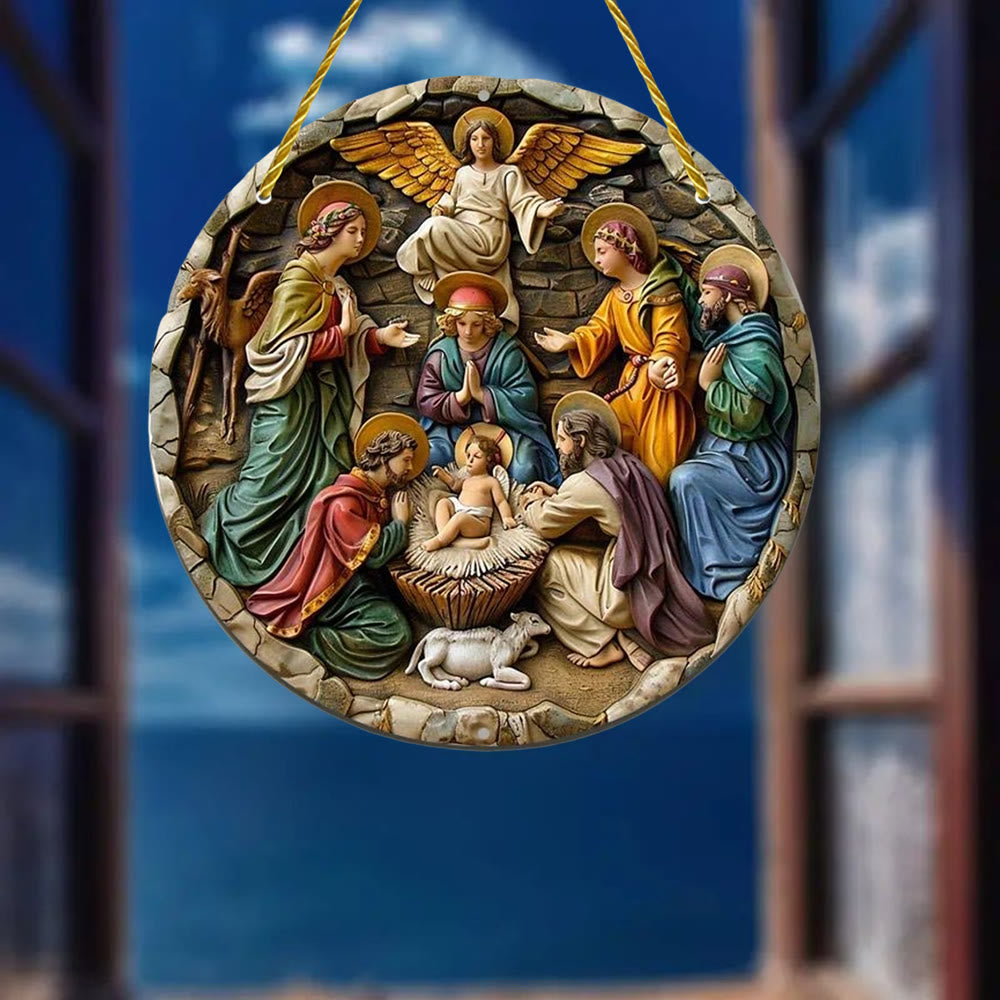 Christianartworkshop Vintage - Inspired Nativity Angels Sculpture Hanging Ornaments - 7.87''/20cm - image 0