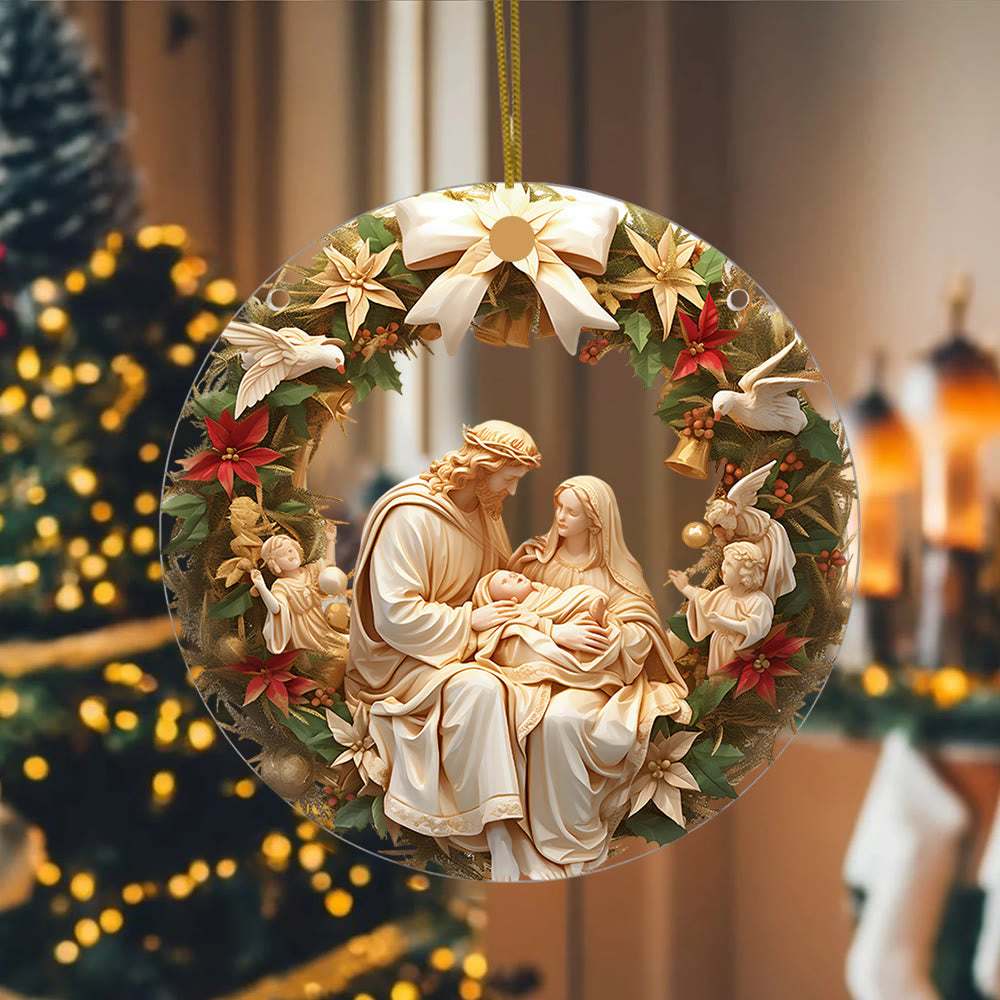 Christianartworkshop Classic Holy Family & Little Angels Christmas Hanging Ornaments - image 3
