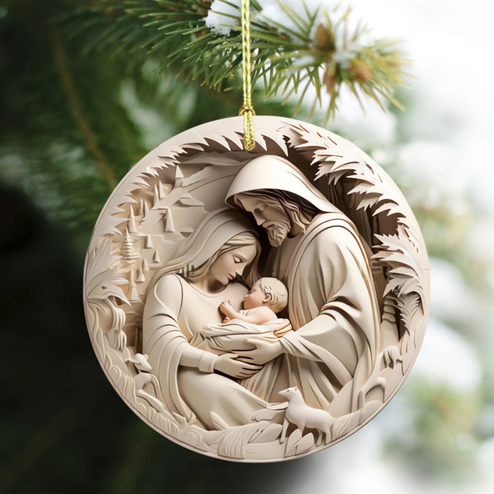Christianartworkshop Classic Cream Holy Family Nativity Hanging Ornaments - image 4