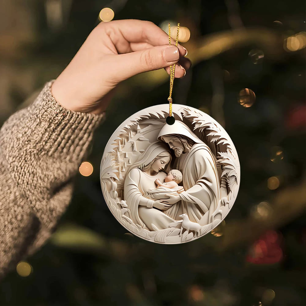 Christianartworkshop Classic Cream Holy Family Nativity Hanging Ornaments - Ceramics - image 1