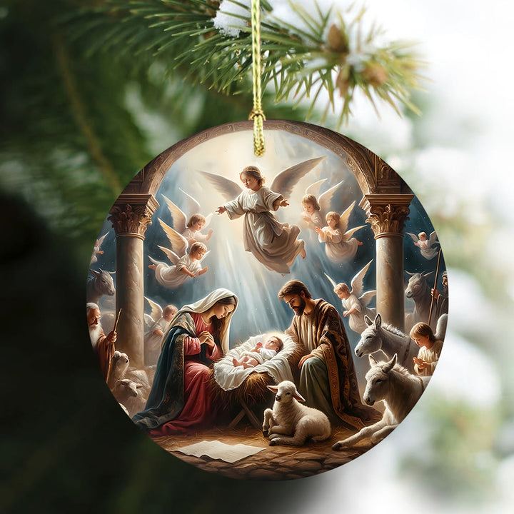 Christianartworkshop Artistically Rendered Vibrant Angel Nativity Hanging Ornaments - image 2