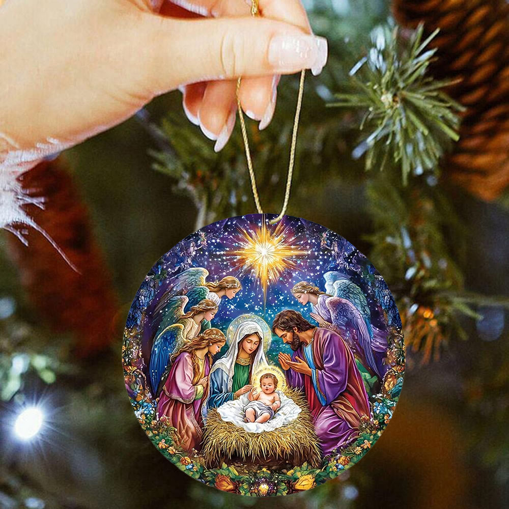 Christianartworkshop Festive Colorful Angel - Accented Nativity Christmas Hanging Ornaments - image 1