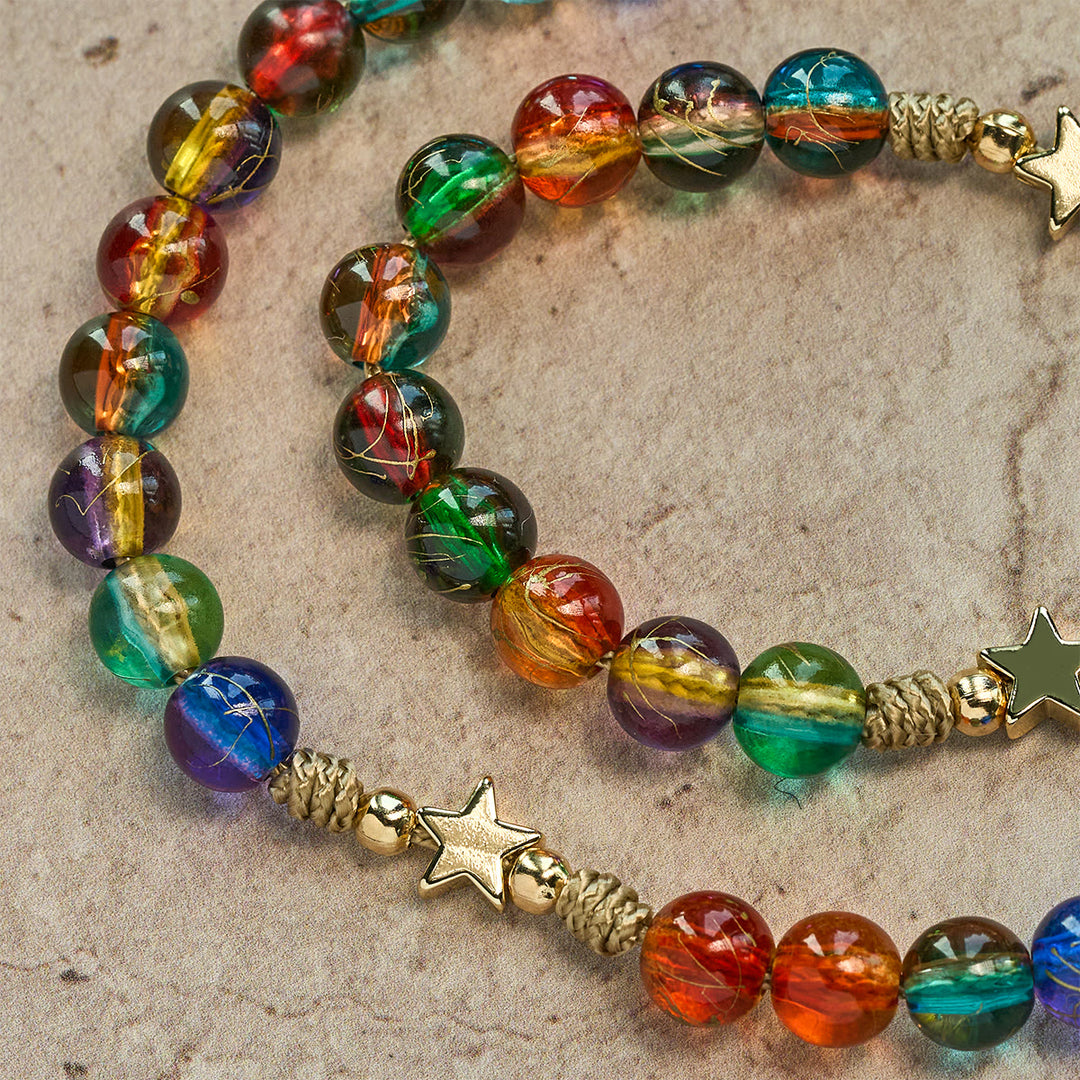 Christianartworkshop Festive Joy Colorful Clear Beads and Star Accents Christmas Rosary: Follow the Holy Light - image 8