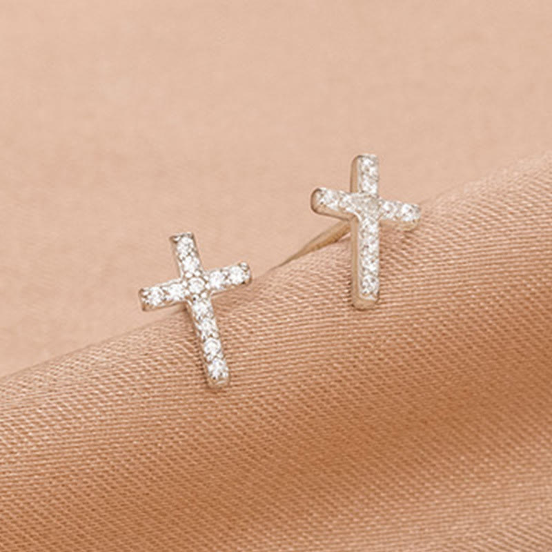 Christianartworkshop Minimal Quiet Shine S925 Faith Cross Earrings in Dual Color - image 3