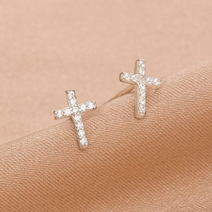 Christianartworkshop Minimal Quiet Shine S925 Faith Cross Earrings in Dual Color - image 3