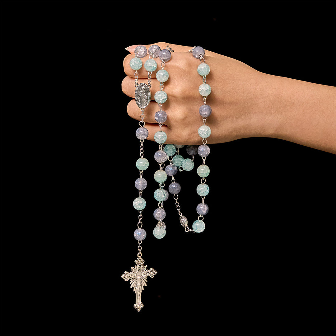 Christianartworkshop Handmade Original Grey Blue Rosary with Miraculous Medal: A Unique Expression of Faith - image 2