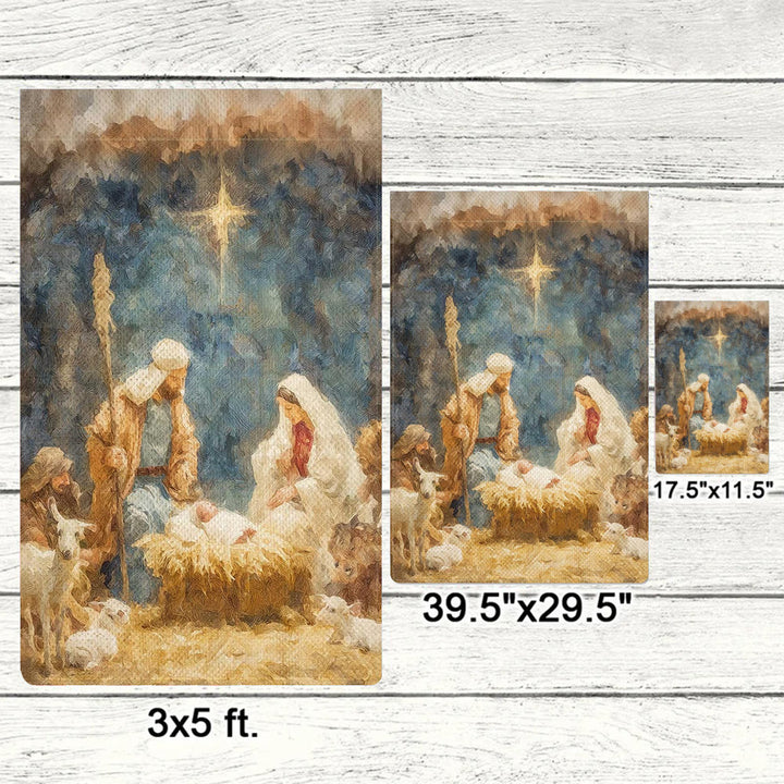 Christianartworkshop Soft - Toned Nativity Garden Flag: Holy Family, Animals & Star - image 5