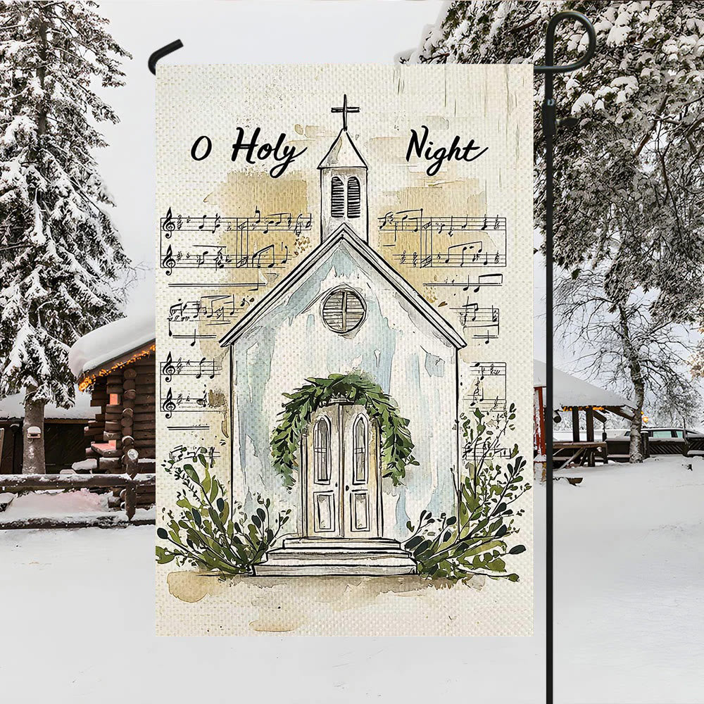 Christianartworkshop Music Notes & Church O Holy Night Christmas Garden Flag - image 3