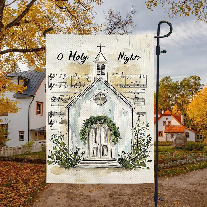 Christianartworkshop Music Notes & Church O Holy Night Christmas Garden Flag - image 4
