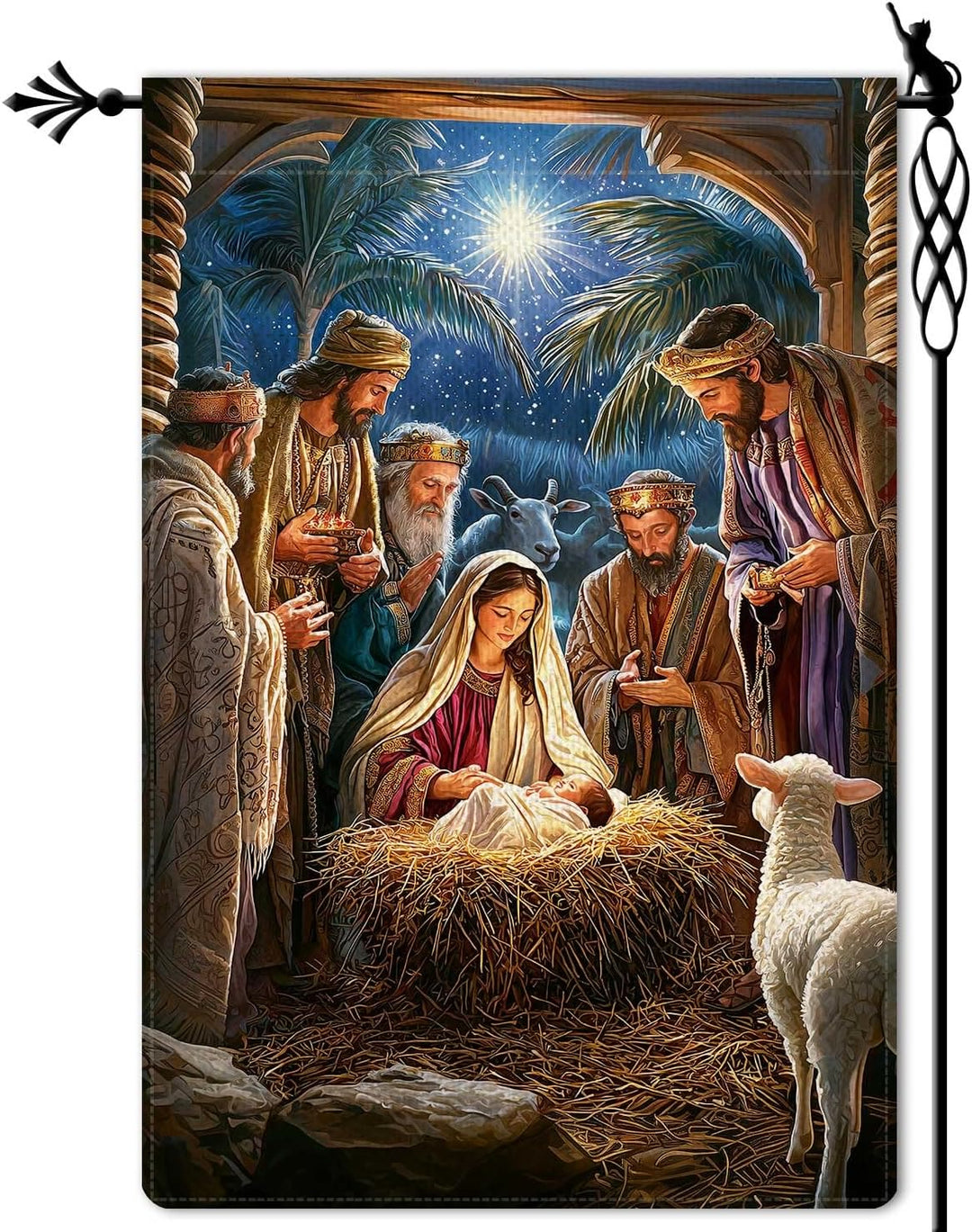 Christianartworkshop Sacred Atmosphere Nativity Garden Flag: Three Wise Men & Baby Jesus - image 6
