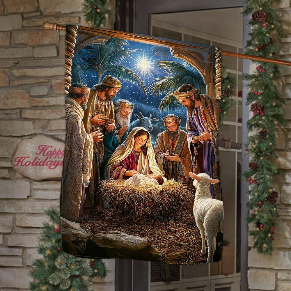 Christianartworkshop Sacred Atmosphere Nativity Garden Flag: Three Wise Men & Baby Jesus - image 4