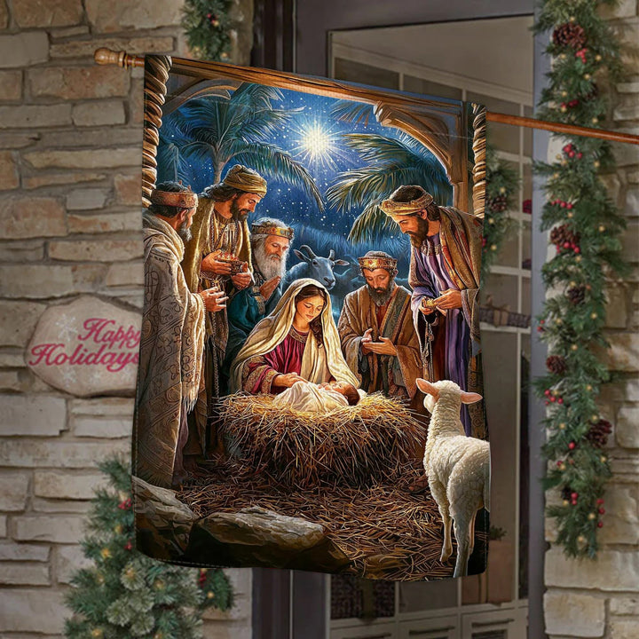 Christianartworkshop Sacred Atmosphere Nativity Garden Flag: Three Wise Men & Baby Jesus - image 4