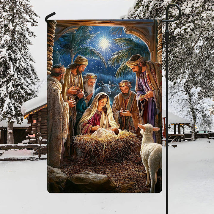 Christianartworkshop Sacred Atmosphere Nativity Garden Flag: Three Wise Men & Baby Jesus - image 2