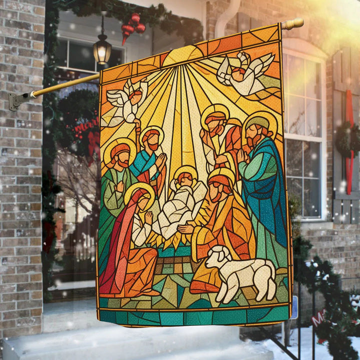 Christianartworkshop Radiant Stained Nativity Garden Flag - Bright Christmas Faith Scene - image 3