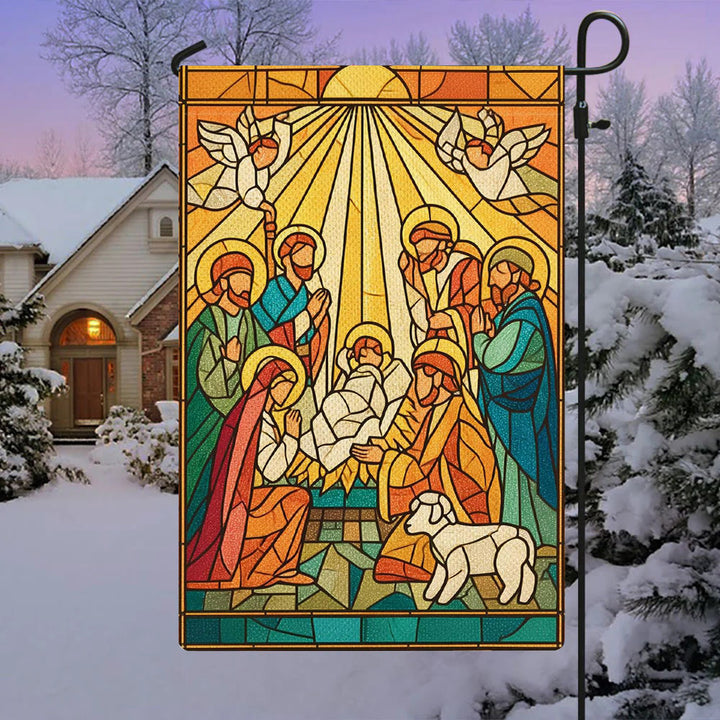 Christianartworkshop Radiant Stained Nativity Garden Flag - Bright Christmas Faith Scene - image 2