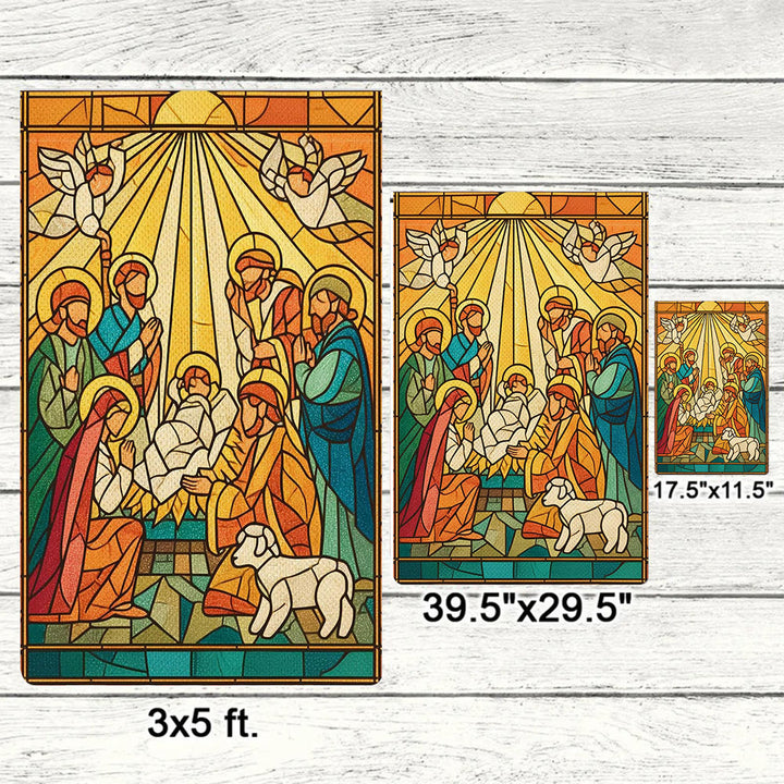 Christianartworkshop Radiant Stained Nativity Garden Flag - Bright Christmas Faith Scene - image 5