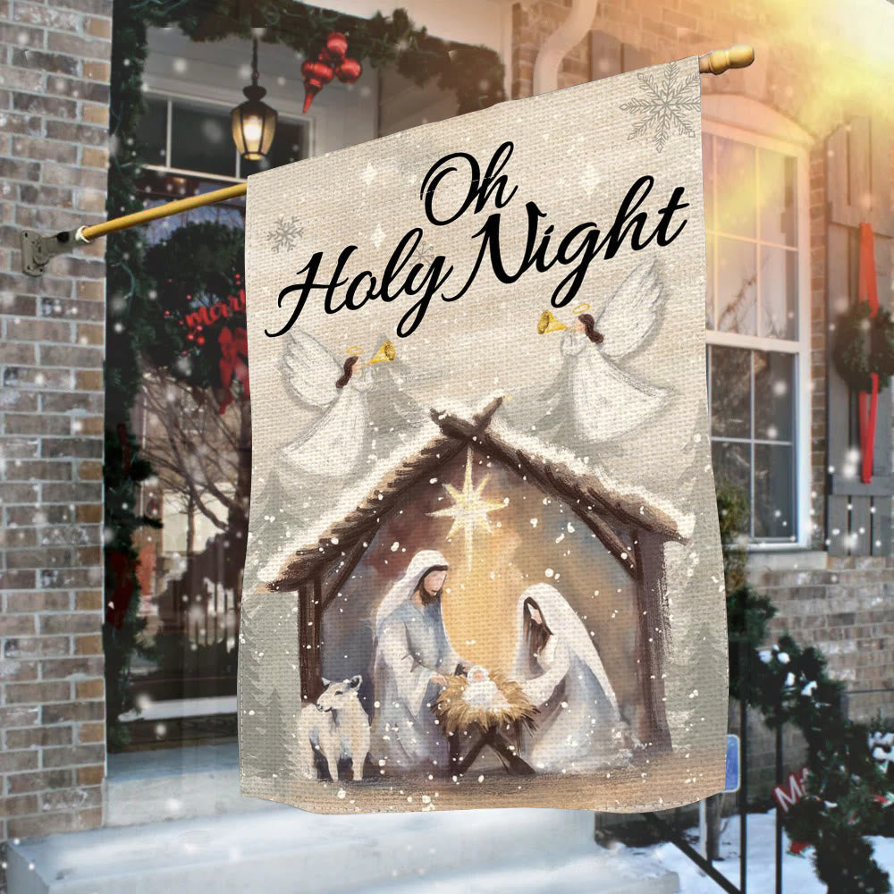 Christianartworkshop Snowy Oh Holy Night Nativity Garden Flag - Faith - Filled Christmas Scene - image 2