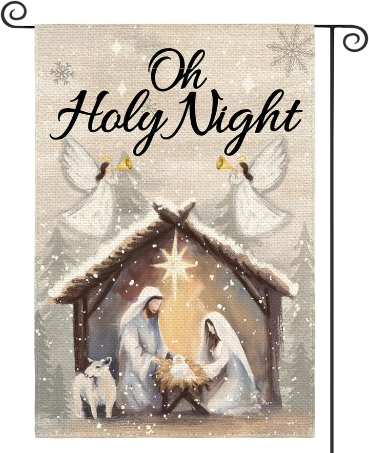 Christianartworkshop Snowy Oh Holy Night Nativity Garden Flag - Faith - Filled Christmas Scene - image 6