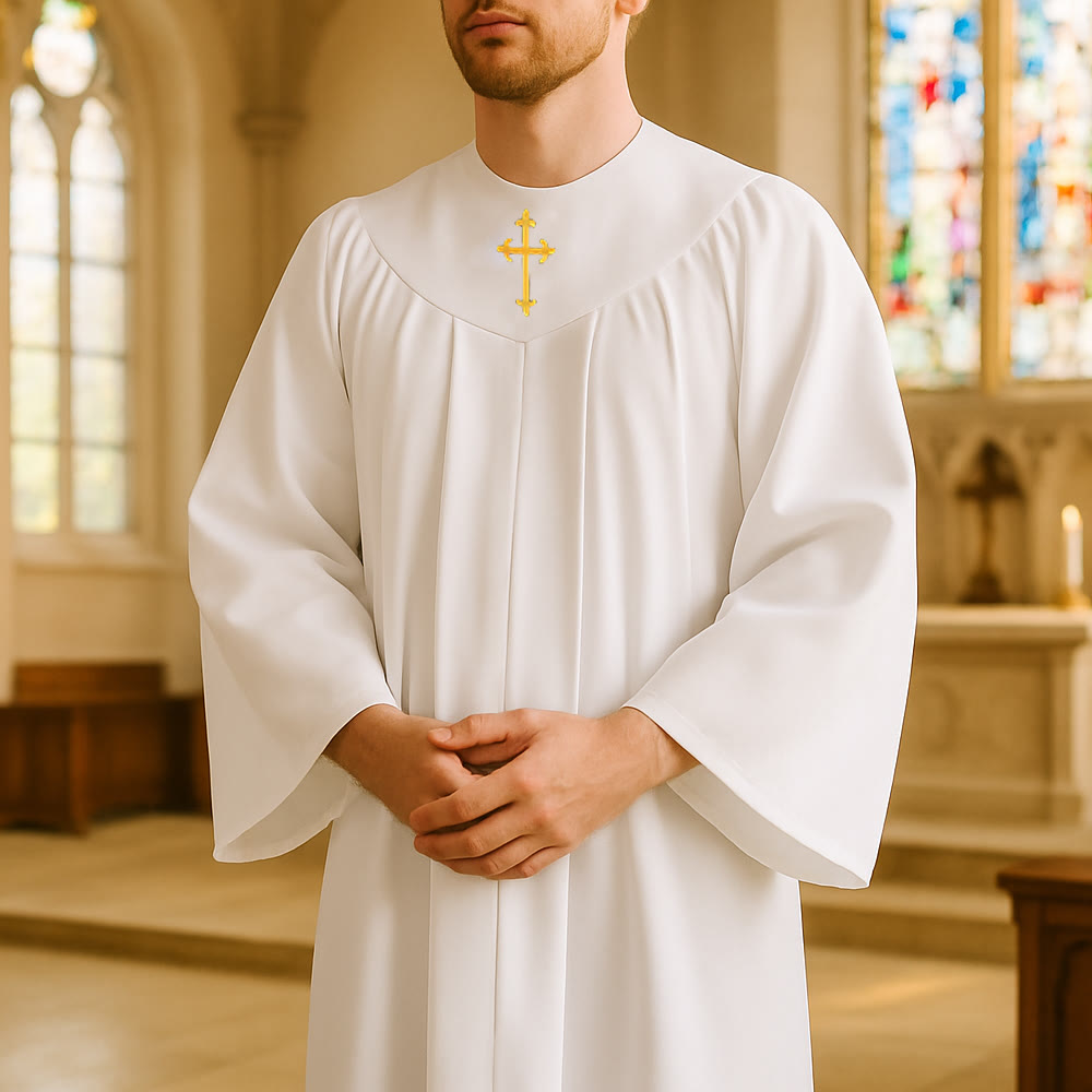 Christianartworkshop Divine Clergy Robe for Religious Services - Cross Accent Yoke - image 0