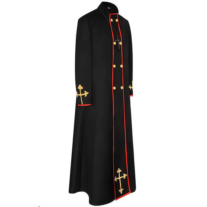 Christianartworkshop Double - Breasted Clergy Robe with Golden Cross & Red Trim - image 4