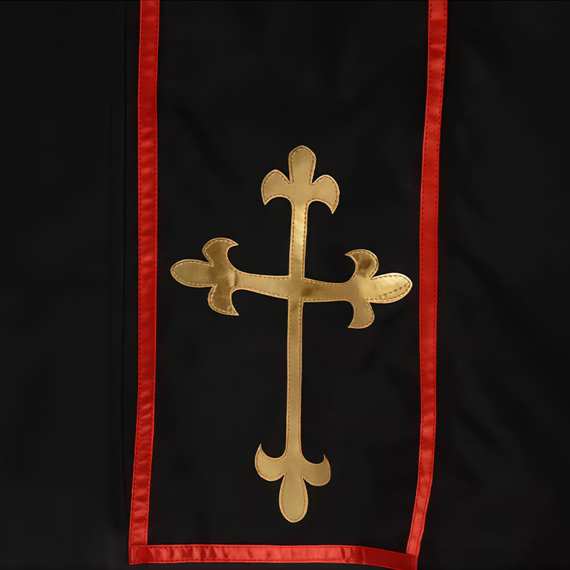Christianartworkshop Double - Breasted Clergy Robe with Golden Cross & Red Trim - image 6