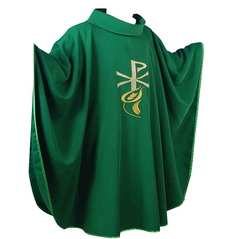 Christianartworkshop Assorted - Color Chasuble Set with Thematic Gold Motifs - Green - One Size FIts Most - image 0