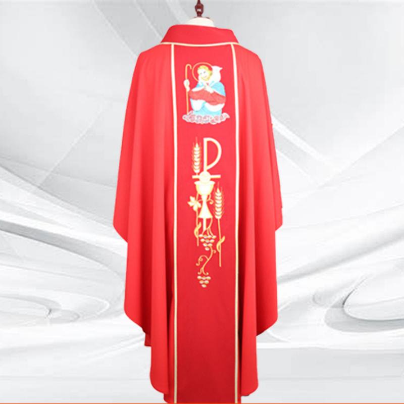 Christianartworkshop Assorted - Color Chasuble Set with Chi - Rho, Figurative & Wheat - Grape - Red - One Size FIts Most - image 1