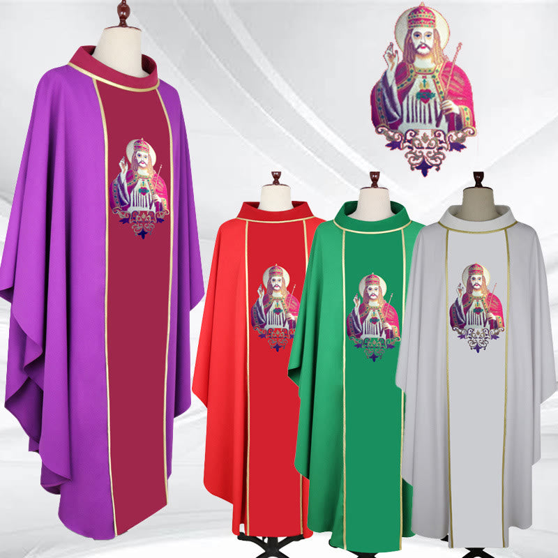 Christianartworkshop Gold - Trimmed Chasuble in Multiple Colors with Catholicism Figure - image 5