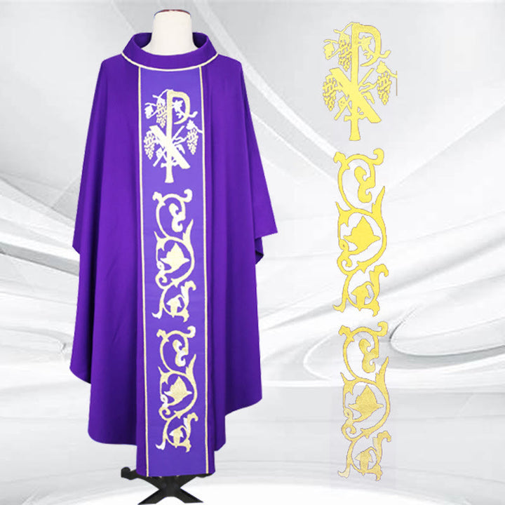 Christianartworkshop Multi - Colored Chasuble With Cross, Chalice & Wheat - Grape Motifs - Purple - One Size FIts Most - image 3