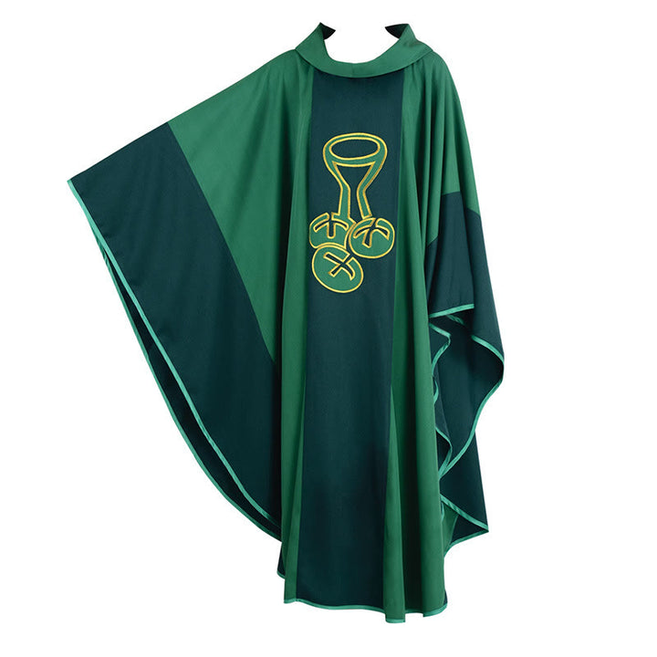 Christianartworkshop Symbolic Multicolored Chasuble with Golden Chalice - Host Elements - Green - One Size FIts Most - image 3