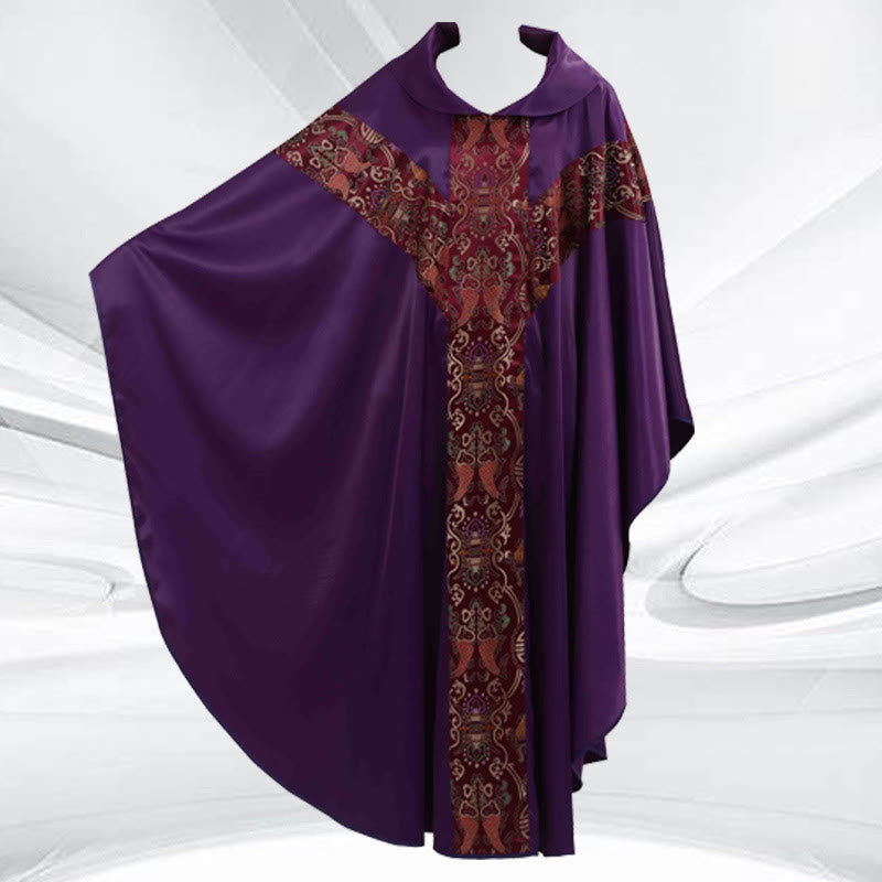 Christianartworkshop Vintage - Style Multicolored Chasuble with Elaborate Pattern Detailing - Purple - One Size FIts Most - image 0