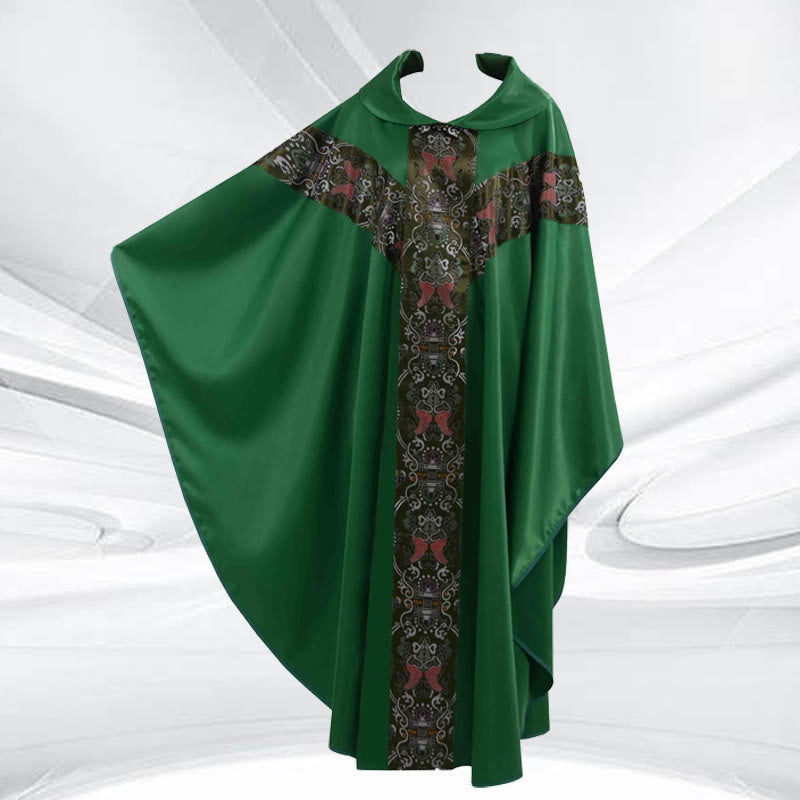 Christianartworkshop Vintage - Style Multicolored Chasuble with Elaborate Pattern Detailing - Green - One Size FIts Most - image 1