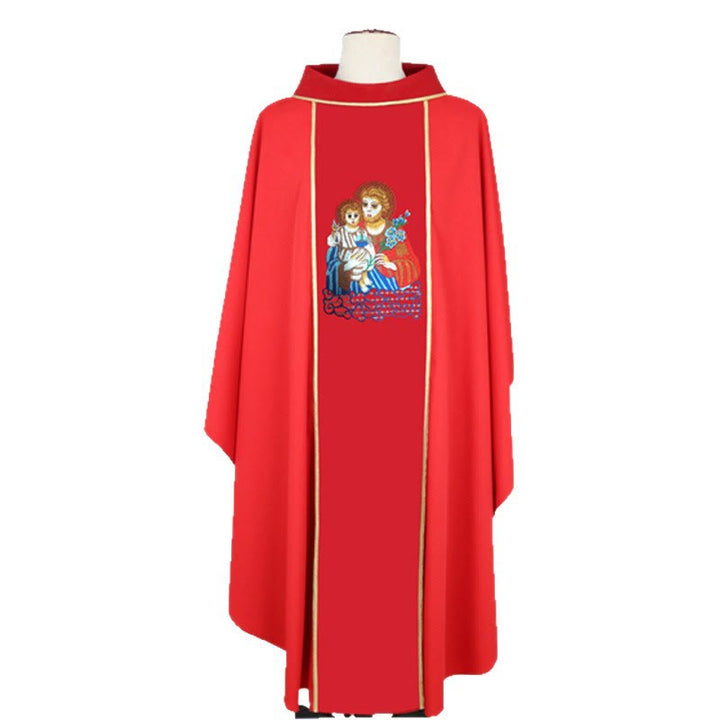 Christianartworkshop Multi - Colored Chasuble with Mary & Jesus Motif & Gold Trim - image 2