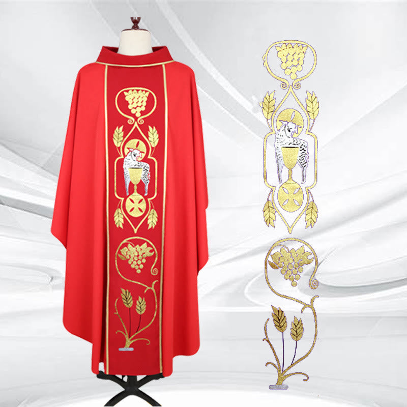 Christianartworkshop Assorted - Color Chasuble Set with Golden Lamb, Grape & Chalice Motifs - image 1