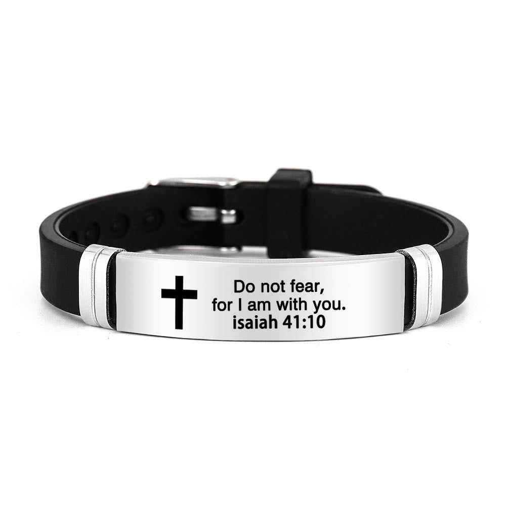 Christianartworkshop Multi - Styled Motivational Cross Bracelet with Bible Verses - Silver 41:10 - image 1