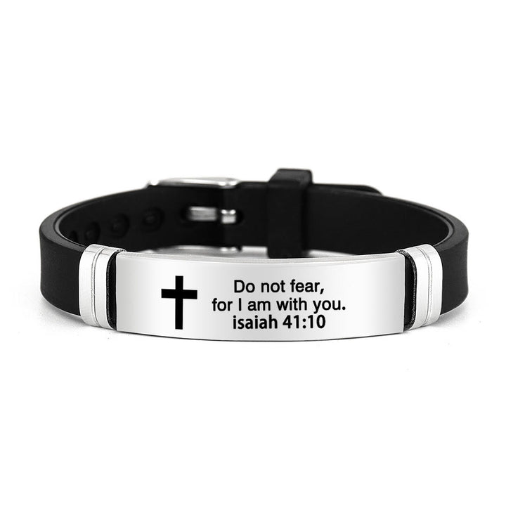 Christianartworkshop Multi - Styled Motivational Cross Bracelet with Bible Verses - Silver 41:10 - image 1