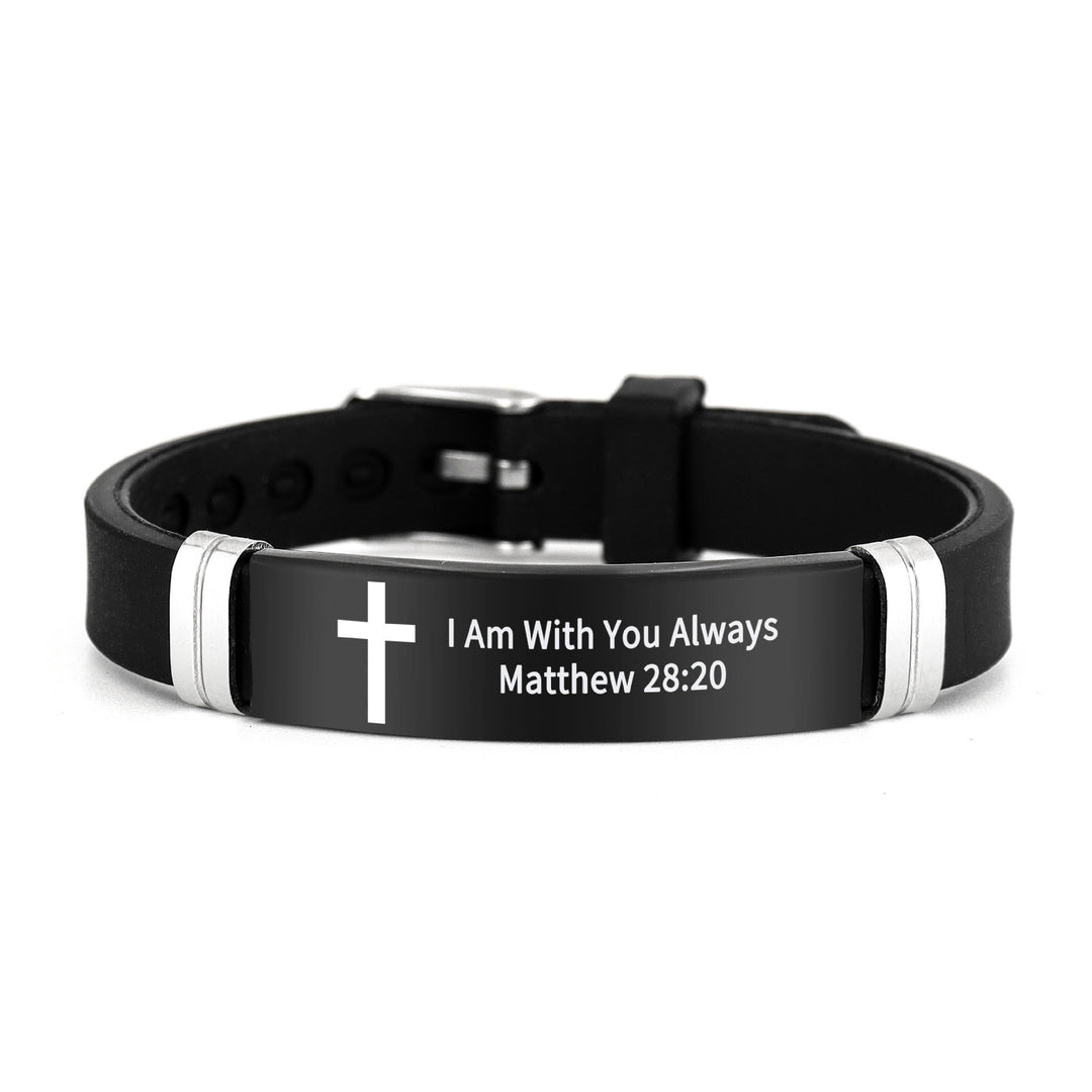 Christianartworkshop Multi - Styled Motivational Cross Bracelet with Bible Verses - Black 28:20 - image 26